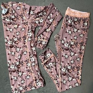 Kari Traa Base Layer Set Women's XL Extra Large Pants Top Floral Pink 622366a